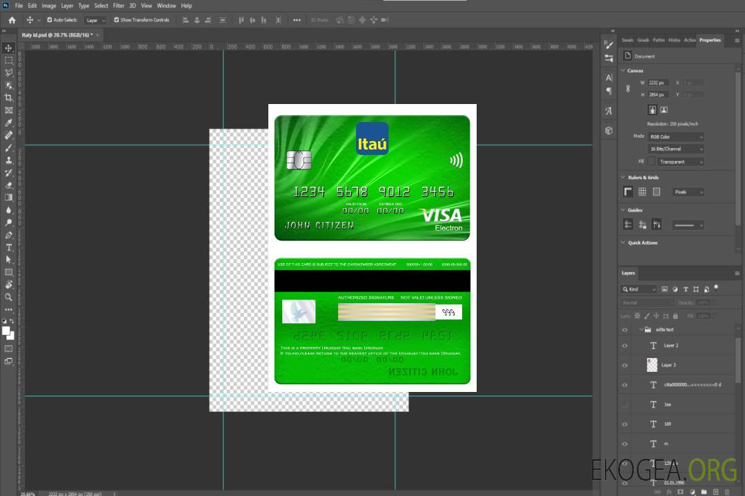 Carte électronique visa bancaire Uruguay Itau template Carte électronique visa bancaire Uruguay Itau template